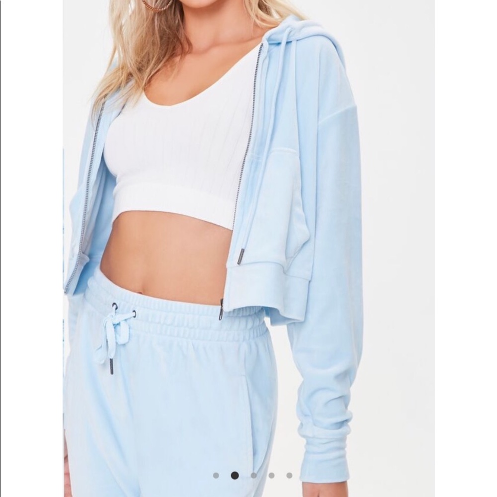 Forever 21 Velour Zip Up Hoodie